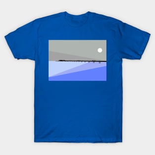 Deal Pier Seafront, Kent, Sun Rise, Grey, Blue and Purple T-Shirt